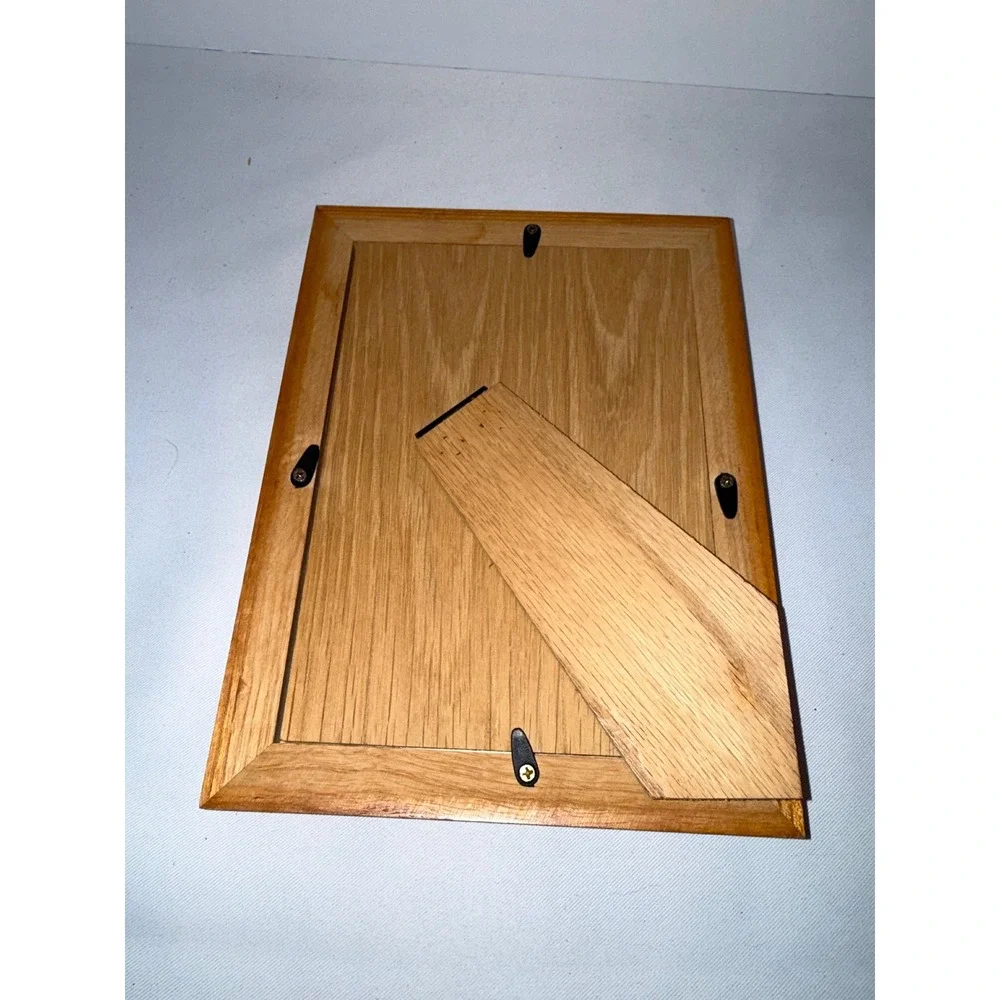 Vintage Honey Oak Wood Picture Frame 5x7 Tabletop Display Beveled Edge Glass